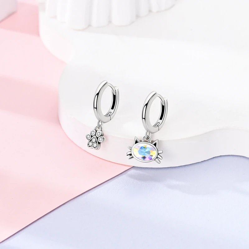 Hoop Earrings 925 Sterling Silver Starry Moon Feather Blue Shiny Zircon Inlaid Drop Earrings Women Fashion Jewelry Gift Hoop Earrings 925 Sterling Silver Starry Moon Feather Blue Shiny Zircon Inlaid Drop Earrings Women Fashion Jewelry Gift