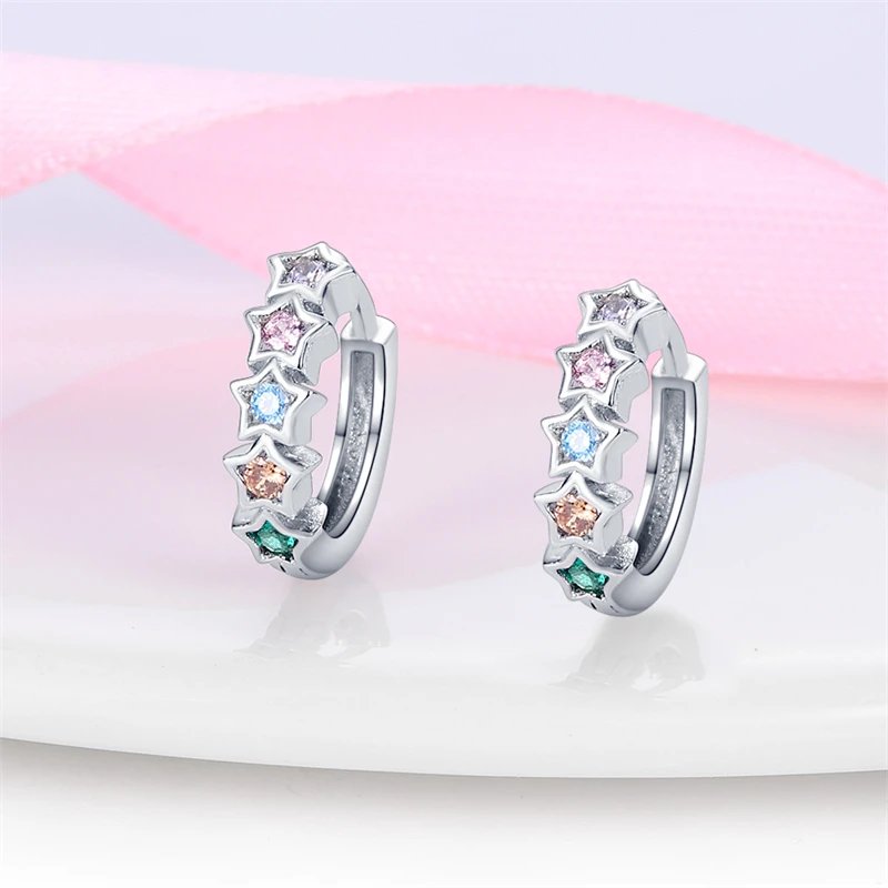 Hoop Earrings 925 Sterling Silver Starry Moon Feather Blue Shiny Zircon Inlaid Drop Earrings Women Fashion Jewelry Gift Hoop Earrings 925 Sterling Silver Starry Moon Feather Blue Shiny Zircon Inlaid Drop Earrings Women Fashion Jewelry Gift