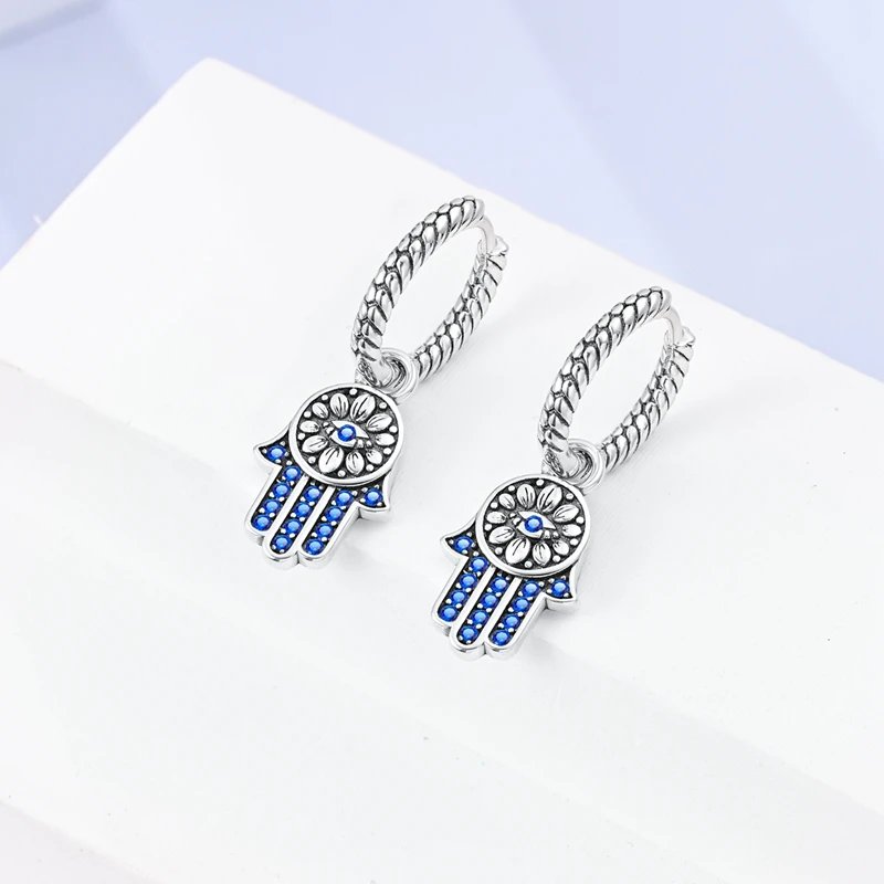 Hoop Earrings 925 Sterling Silver Starry Moon Feather Blue Shiny Zircon Inlaid Drop Earrings Women Fashion Jewelry Gift Hoop Earrings 925 Sterling Silver Starry Moon Feather Blue Shiny Zircon Inlaid Drop Earrings Women Fashion Jewelry Gift