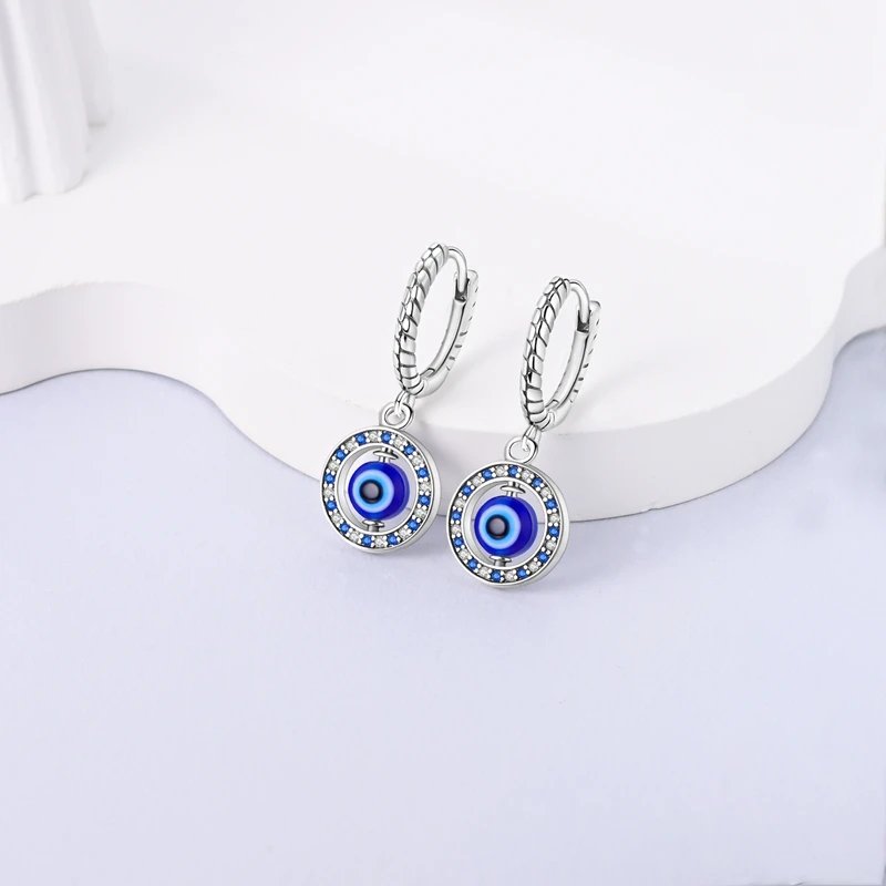 Hoop Earrings 925 Sterling Silver Starry Moon Feather Blue Shiny Zircon Inlaid Drop Earrings Women Fashion Jewelry Gift Hoop Earrings 925 Sterling Silver Starry Moon Feather Blue Shiny Zircon Inlaid Drop Earrings Women Fashion Jewelry Gift