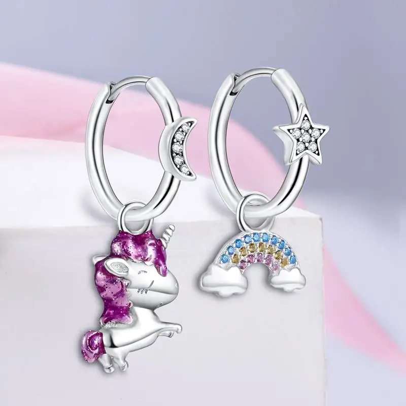 Hoop Earrings 925 Sterling Silver Starry Moon Feather Blue Shiny Zircon Inlaid Drop Earrings Women Fashion Jewelry Gift Hoop Earrings 925 Sterling Silver Starry Moon Feather Blue Shiny Zircon Inlaid Drop Earrings Women Fashion Jewelry Gift