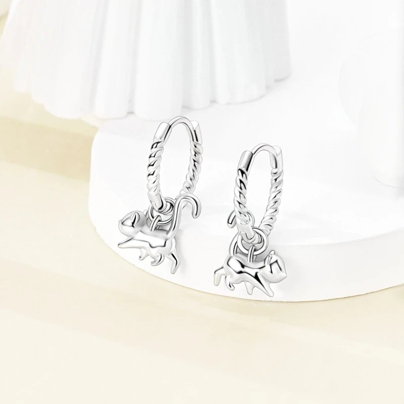 Hoop Earrings 925 Sterling Silver Starry Moon Feather Blue Shiny Zircon Inlaid Drop Earrings Women Fashion Jewelry Gift Hoop Earrings 925 Sterling Silver Starry Moon Feather Blue Shiny Zircon Inlaid Drop Earrings Women Fashion Jewelry Gift
