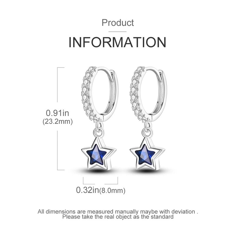 Hoop Earrings 925 Sterling Silver Starry Moon Feather Blue Shiny Zircon Inlaid Drop Earrings Women Fashion Jewelry Gift Hoop Earrings 925 Sterling Silver Starry Moon Feather Blue Shiny Zircon Inlaid Drop Earrings Women Fashion Jewelry Gift