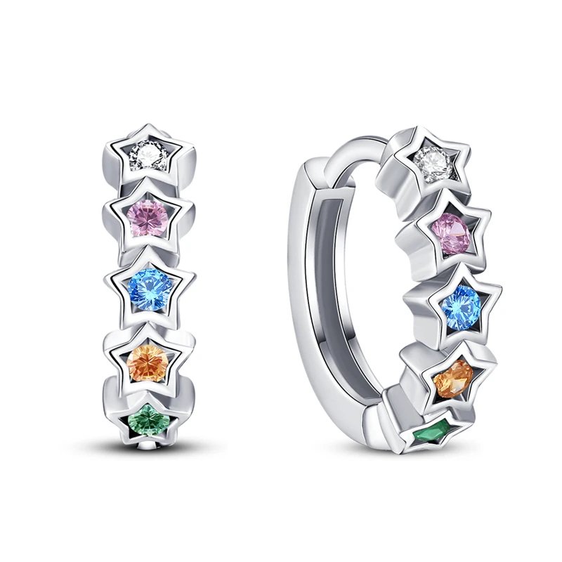 Hoop Earrings 925 Sterling Silver Starry Moon Feather Blue Shiny Zircon Inlaid Drop Earrings Women Fashion Jewelry Gift Hoop Earrings 925 Sterling Silver Starry Moon Feather Blue Shiny Zircon Inlaid Drop Earrings Women Fashion Jewelry Gift