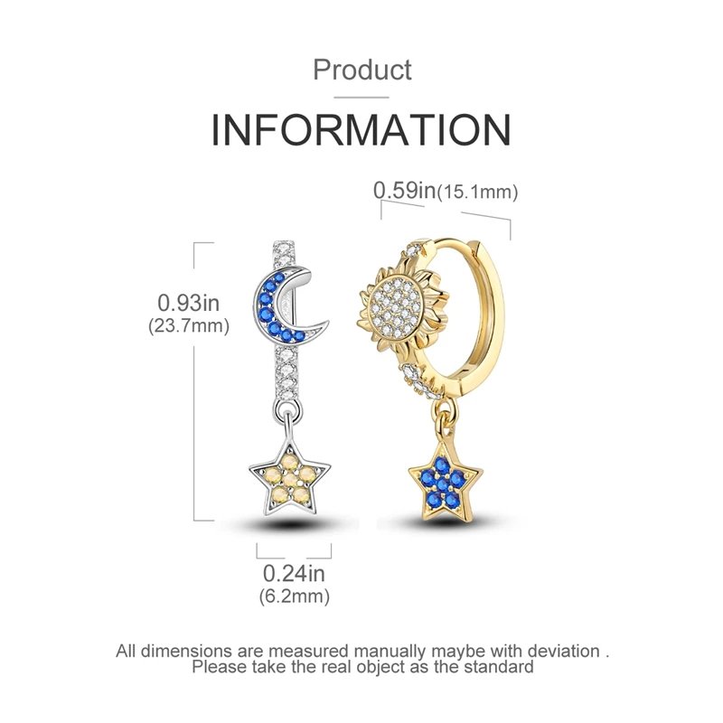 Hoop Earrings 925 Sterling Silver Starry Moon Feather Blue Shiny Zircon Inlaid Drop Earrings Women Fashion Jewelry Gift Hoop Earrings 925 Sterling Silver Starry Moon Feather Blue Shiny Zircon Inlaid Drop Earrings Women Fashion Jewelry Gift