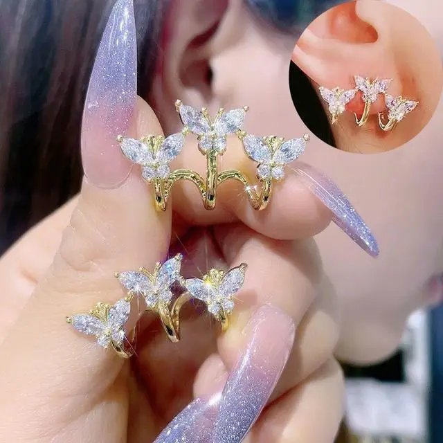 Korean Vintage Pearl Crystal Earrings For Women Jewelry High-class Luxury Zircon Flower Butterfly Leaf Women's Stud Earrings Korean Vintage Pearl Crystal Earrings For Women Jewelry High-class Luxury Zircon Flower Butterfly Leaf Women's Stud Earrings