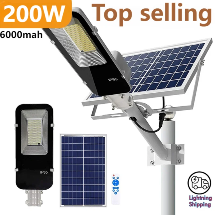200W Powerful Solar Light Outdoor Solar Street Light 6000mah Waterproof Automatic Dusk to Dawn Street Light For Garage Garden - Image 1