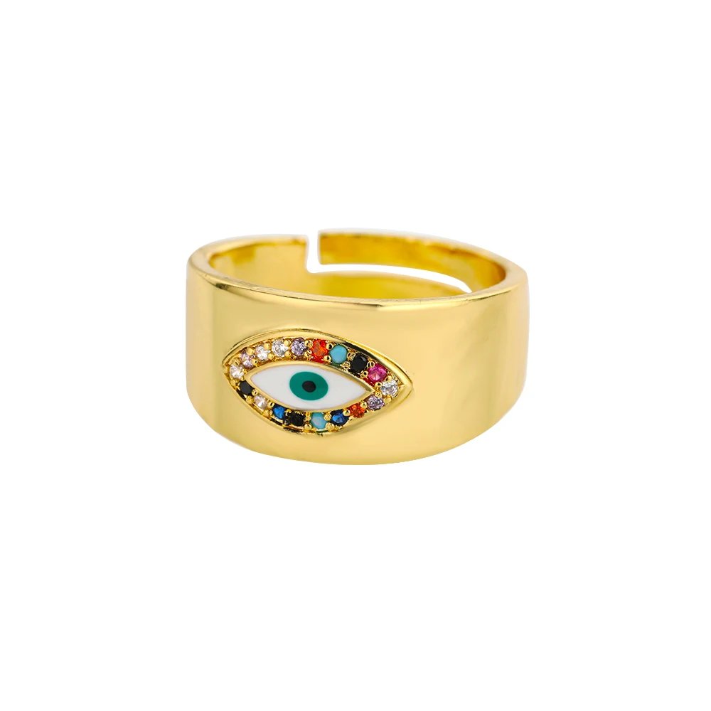Turkish Zircon Evil Eye Rings For Women Open Adjustbale Gold Plated Stainless Steel Ring Couple Rings Wedding Jewelry Bague Turkish Zircon Evil Eye Rings For Women Open Adjustbale Gold Plated Stainless Steel Ring Couple Rings Wedding Jewelry Bague