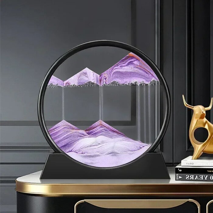 3D Moving Sand Art Picture Round Glass Deep Sea Sandscape Hourglass Quicksand Craft Flowing Sand Painting Office Home Decor Gift - Image 1