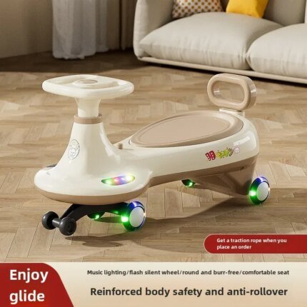 Children's twist car anti-rollover rocking car 3-6 years old boy girl scooter silent Swing car With Light , amp & Music