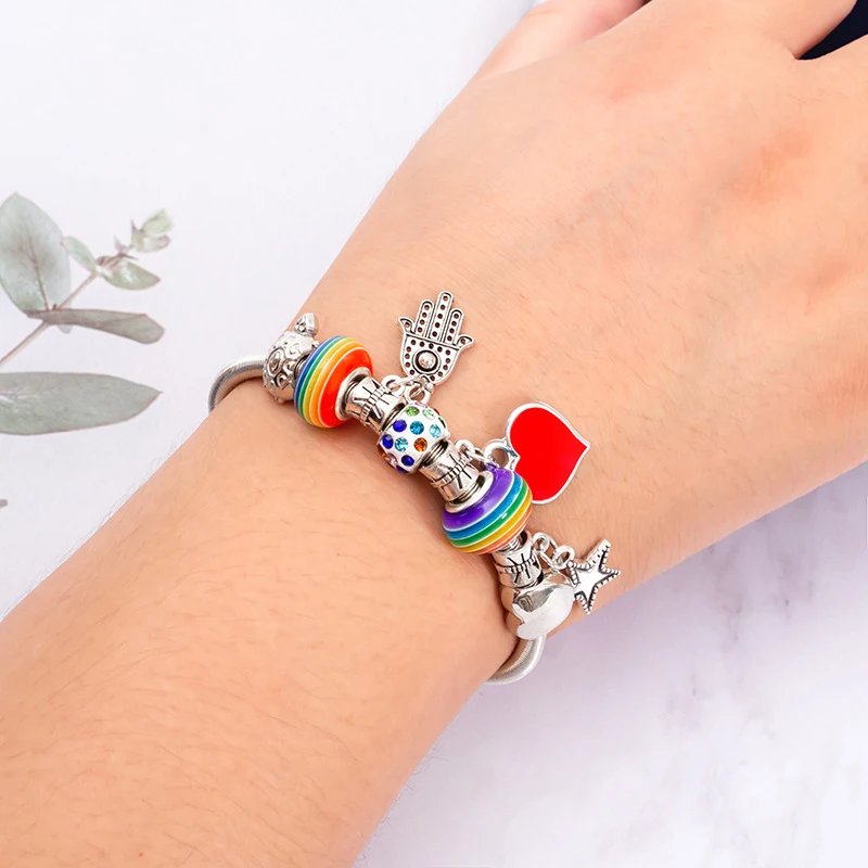 Fashion Simple Glazed Gem Beads Key Lock Love Hanging Bracelet Light Luxury Vintage Bangle For Women Jewelry Gift Fashion Simple Glazed Gem Beads Key Lock Love Hanging Bracelet Light Luxury Vintage Bangle For Women Jewelry Gift