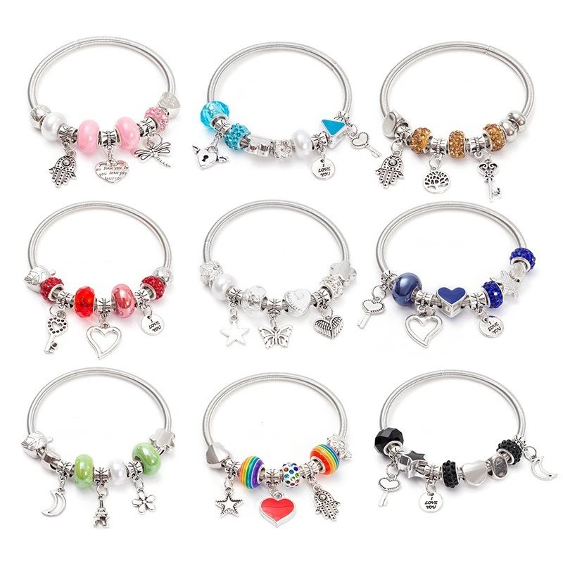 Fashion Simple Glazed Gem Beads Key Lock Love Hanging Bracelet Light Luxury Vintage Bangle For Women Jewelry Gift Fashion Simple Glazed Gem Beads Key Lock Love Hanging Bracelet Light Luxury Vintage Bangle For Women Jewelry Gift