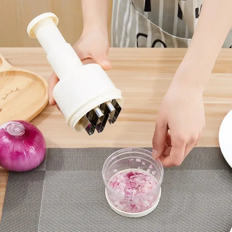 Stainless Steel Onion Chopper Hand Pressure Food Chopper Cutter Slicer Peeler Manual Vegetable Garlic Kitchen Shredder Tool