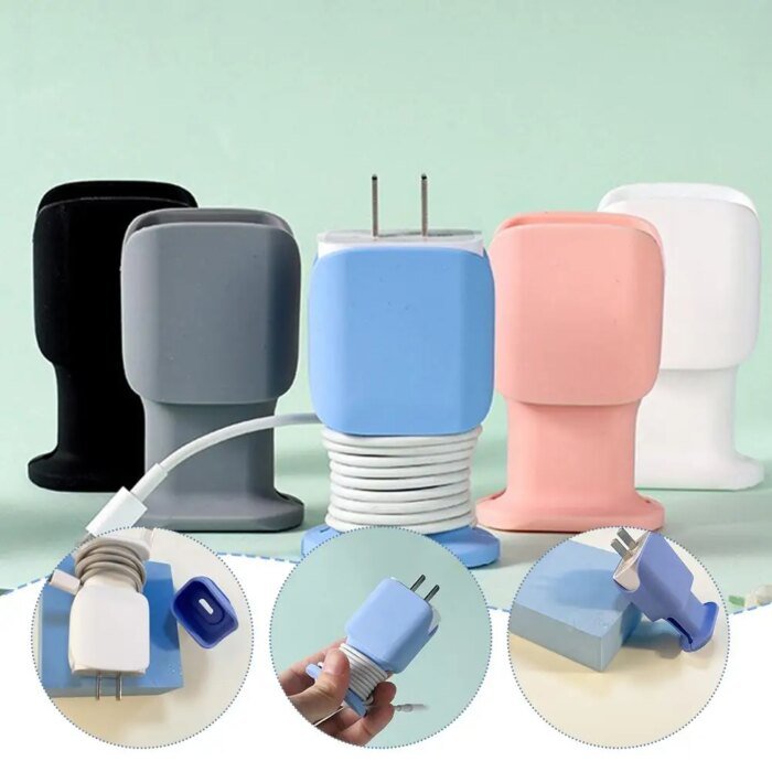 2 in 1 Silicone Charger Protector For iPhone 25W Charger Portable Anti-Break Protection Case Convenient Cable Storage - Image 1