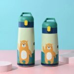 Kids Stainless Steel Straw Thermos Mug with Case Cartoon Leak-Proof Vacuum Flask Children Thermal Water Bottle - Image 4