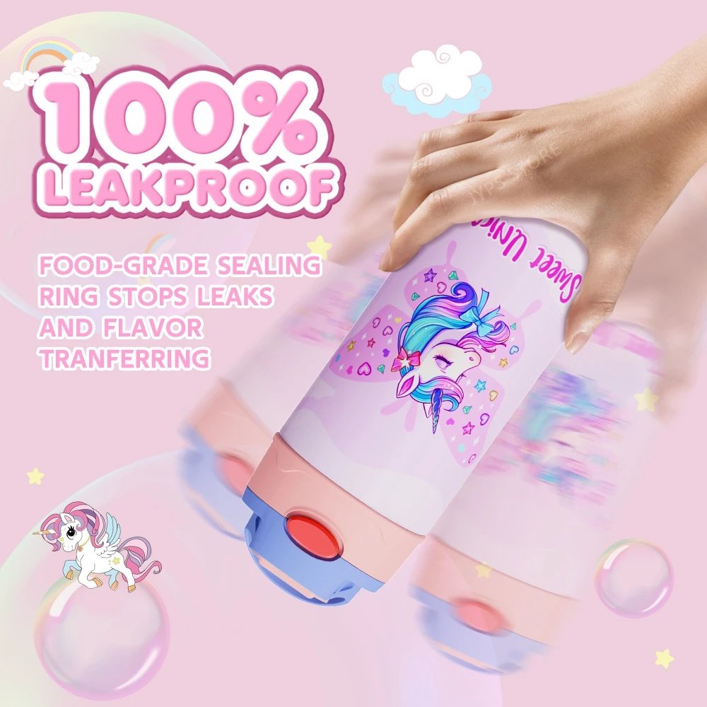 360ML Kids Thermos Bottle Stainless Steel Thermos Mug Leak-Proof Vacuum Flasks Children Unicorn Thermal Water Bottle For School