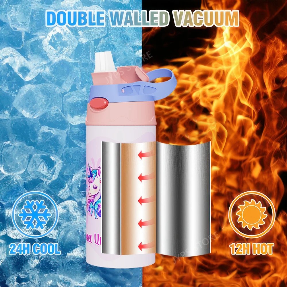 360ML Kids Thermos Bottle Stainless Steel Thermos Mug Leak-Proof Vacuum Flasks Children Unicorn Thermal Water Bottle For School