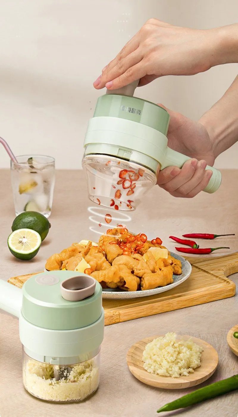 4 In 1 Handheld Electric Vegetable Cutter Set Multifunctional automatic meat grinder cut pressure pulling garlic stirrer