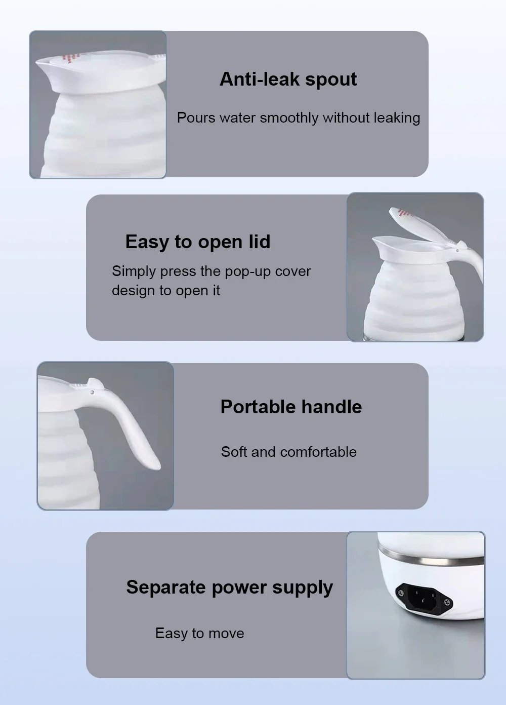 Electric Kettle Folding Electric Port Portable Travel Camping Kettle 600ML Electric Water Heater Portable Foldable Kettle Port Electric Kettle Folding Electric Port Portable Travel Camping Kettle 600ML Electric Water Heater Portable Foldable Kettle Port