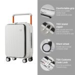 Front Laptop Pocket Suitcase Wide Handle Travel Suitcase Men 20''Carry-On Luggage Women PC Aluminum Frame Trolley Case 24'' - Image 3