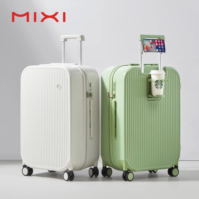 New Design Suitcase Carry On Luggage with Cup Phone Holder Hard Shell Rolling Luggage PC Spinner Wheels Trolley Case - Image 1