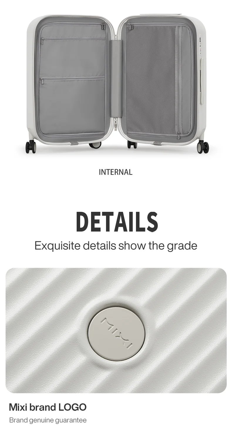 Mixi 2024 New Design Suitcase Carry On Luggage with Cup Phone Holder Hard Shell Rolling Luggage PC Spinner Wheels Trolley Case