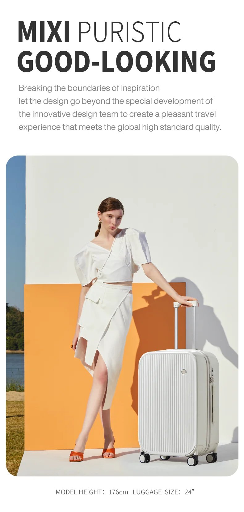 Mixi 2024 New Design Suitcase Carry On Luggage with Cup Phone Holder Hard Shell Rolling Luggage PC Spinner Wheels Trolley Case
