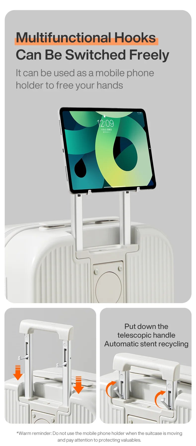 Mixi 2024 New Design Suitcase Carry On Luggage with Cup Phone Holder Hard Shell Rolling Luggage PC Spinner Wheels Trolley Case