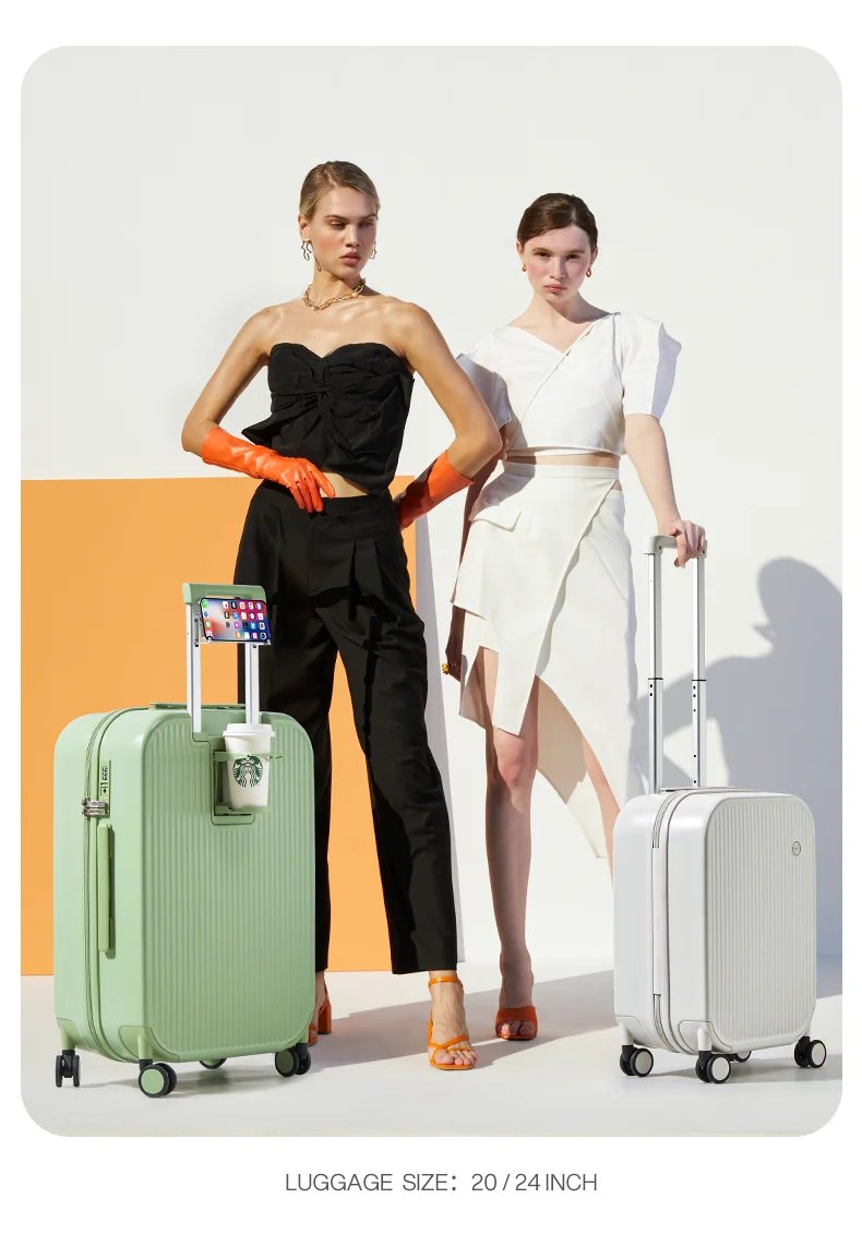 Mixi 2024 New Design Suitcase Carry On Luggage with Cup Phone Holder Hard Shell Rolling Luggage PC Spinner Wheels Trolley Case