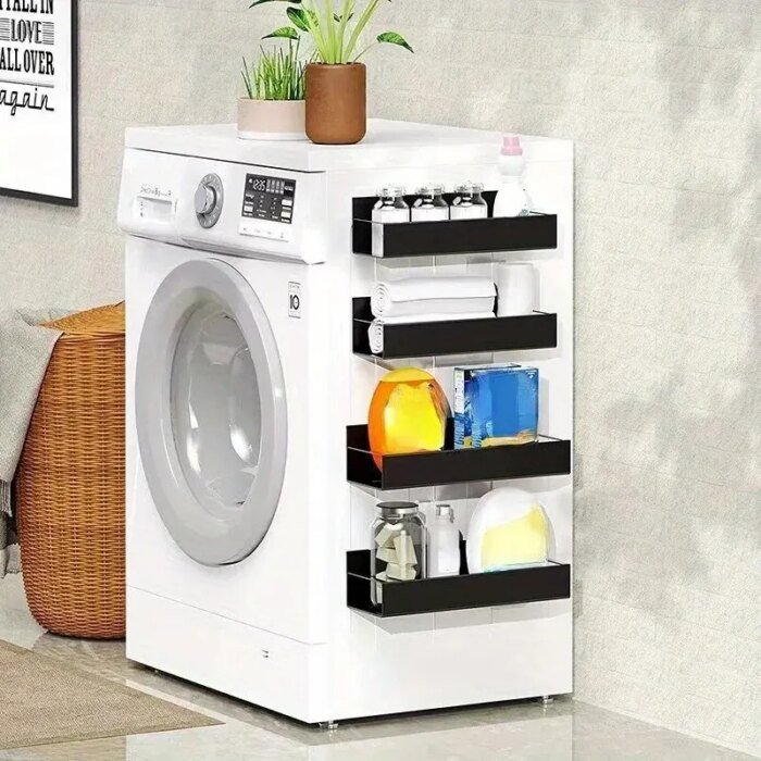 2pcs Magnetic Storage Shelf Household Kitchen Refrigerator Washing Machine Side Hanging Storage Rack, Multifunctional Storage - Image 1